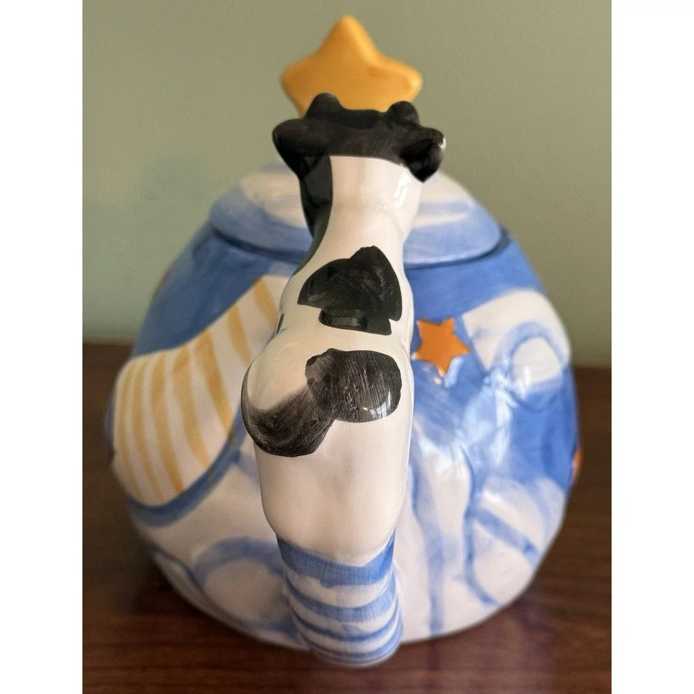 Vintage Nursery Rhyme The Cow Jumped Over The Moon Ceramic Teapot